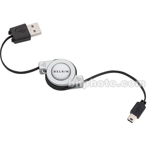 Belkin USB 2.0 5-Pin Mini-B Retractable Cable - F3U138V03-RTC, Belkin, USB, 2.0, 5-Pin, Mini-B, Retractable, Cable, F3U138V03-RTC