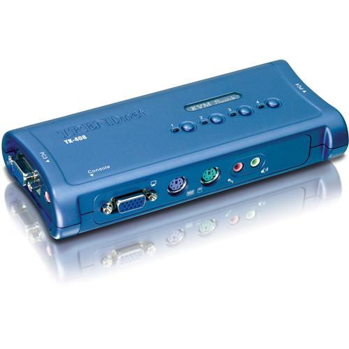 TRENDnet 4-Port PS/2 Audio KVM Switch - VGA TK-408K, TRENDnet, 4-Port, PS/2, Audio, KVM, Switch, VGA, TK-408K,