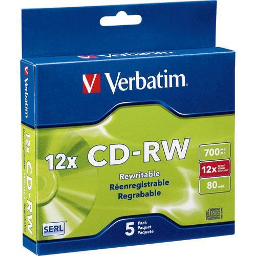 Verbatim  CD-RW 700MB Rewritable Disc (5) 95157, Verbatim, CD-RW, 700MB, Rewritable, Disc, 5, 95157, Video