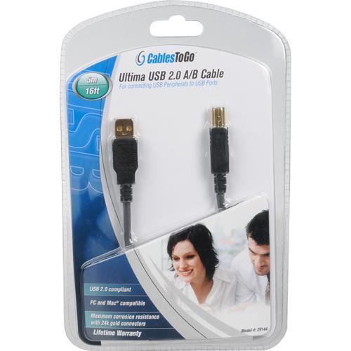 C2G 16.4' (5 m) Ultima USB 2.0 A/B Cable (Black) 29144, C2G, 16.4', 5, m, Ultima, USB, 2.0, A/B, Cable, Black, 29144,