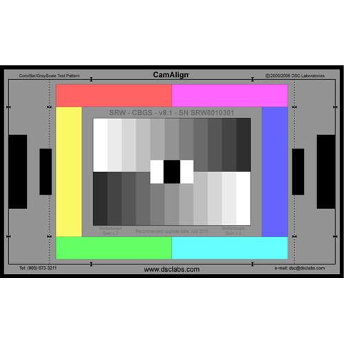 DSC Labs ColorBar/GrayScale Standard CamAlign Chip Chart CBGSS