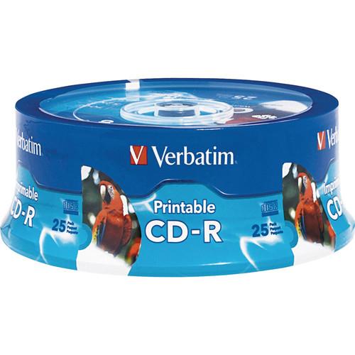 Verbatim CD-R White Inkjet/Hub Printable Disc (25) 96189, Verbatim, CD-R, White, Inkjet/Hub, Printable, Disc, 25, 96189,