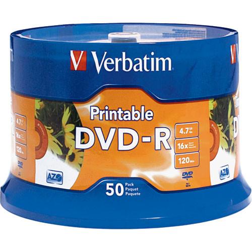 Verbatim  DVD-R 4.76GB 16X Printable (50), Verbatim, DVD-R, 4.76GB, 16X, Printable, 50, , Video