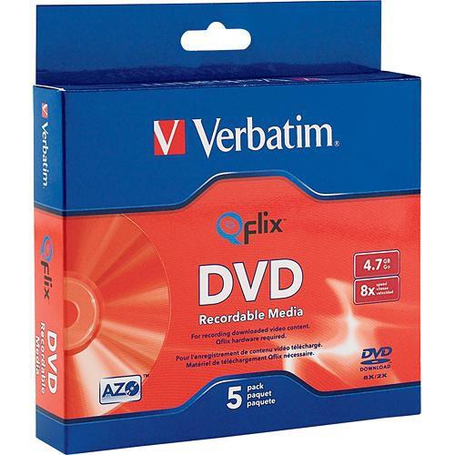 Verbatim DVD-R Branded Qflix Media (Slim Case Pack of 5) 96747, Verbatim, DVD-R, Branded, Qflix, Media, Slim, Case, Pack, of, 5, 96747