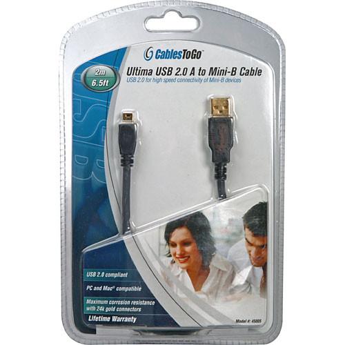 C2G 6.6' (2 m) Ultima USB 2.0 A/mini-B Cable (Black) 45005, C2G, 6.6', 2, m, Ultima, USB, 2.0, A/mini-B, Cable, Black, 45005,