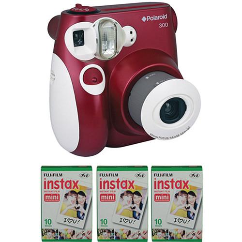 Polaroid 300 Instant Film Camera with Instant Film Kit (Red)