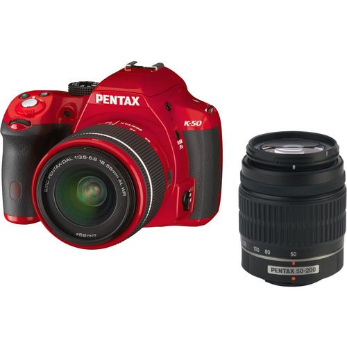 Pentax K-50 DSLR Camera with 18-135mm Lens (Red) 11008