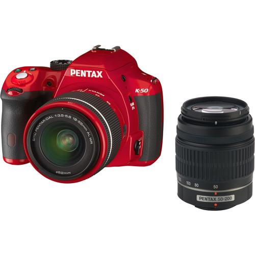 Pentax K-50 DSLR Camera with 18-135mm Lens (Red) 11008