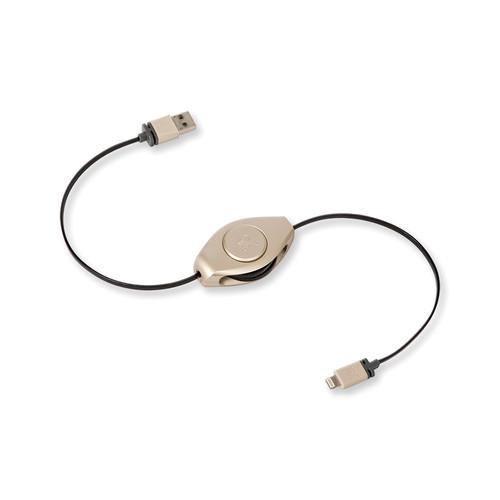 ReTrak Retractable Lightning Charge and Sync Cable ETLTUSBGLD, ReTrak, Retractable, Lightning, Charge, Sync, Cable, ETLTUSBGLD