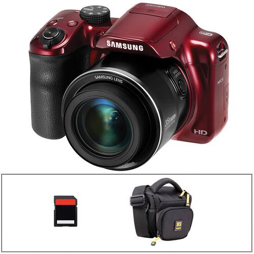 Samsung WB1100F Smart Digital Camera Basic Kit (Red)