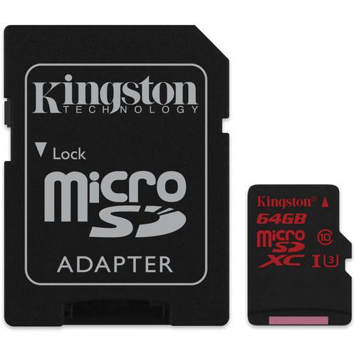 Kingston 64GB UHS-I U3 microSDXC Memory Card SDCA3/64GB