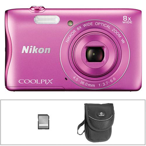 Nikon COOLPIX S3700 Digital Camera Basic Kit (Red)