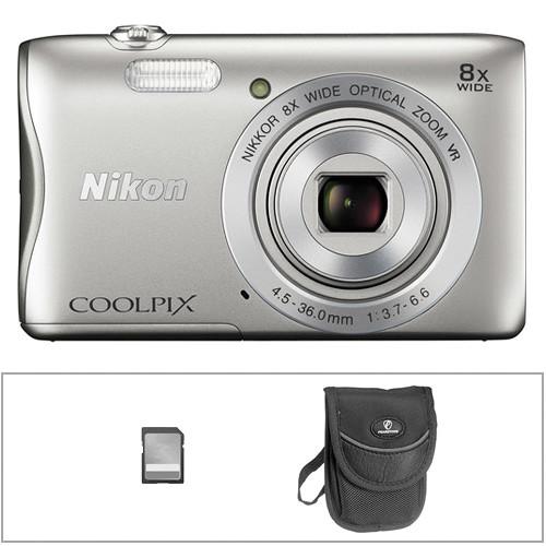 Nikon COOLPIX S3700 Digital Camera Basic Kit (Red)