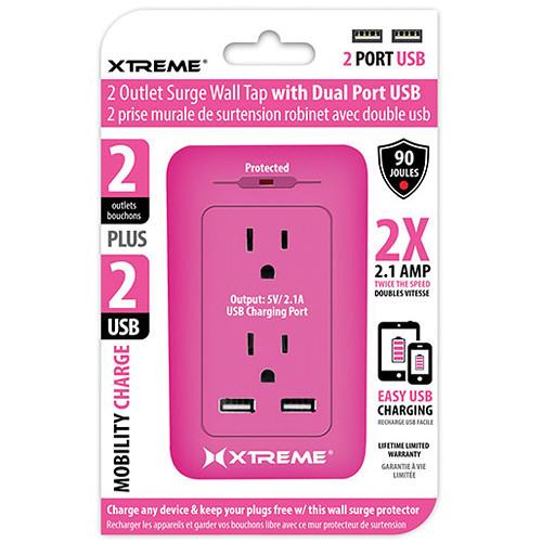 Xtreme Cables 2 Outlet Surge Wall Tap with Dual Port USB 28231, Xtreme, Cables, 2, Outlet, Surge, Wall, Tap, with, Dual, Port, USB, 28231