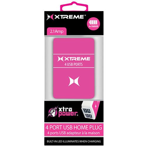 Xtreme Cables 4-Port 2.1A USB Home Charger (Pink) 81242