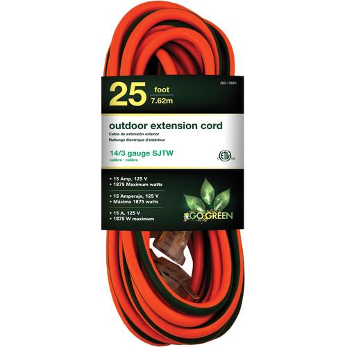 Go Green 15A 125V Outdoor Extension Cord (25', Orange) GG-14025