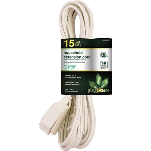 Go Green Household Extension Cord (15', Brown) GG-24815