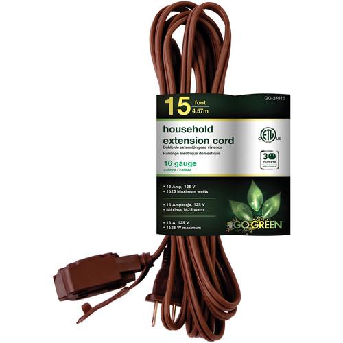 Go Green Household Extension Cord (15', White) GG-24715