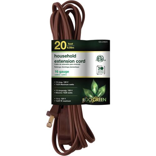 Go Green Household Extension Cord (20', Brown) GG-24820, Go, Green, Household, Extension, Cord, 20', Brown, GG-24820,