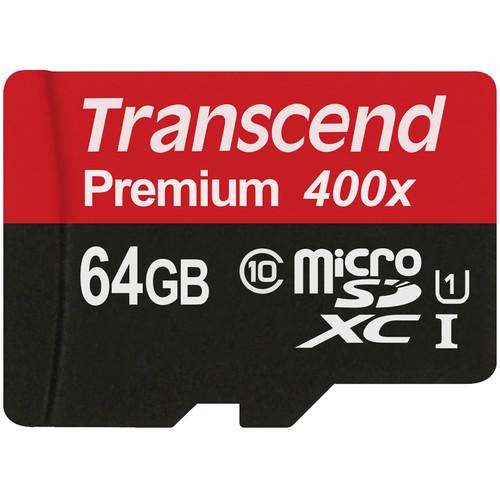 Transcend 128GB microSDXC Memory Card Premium 400x TS128GUSDU1