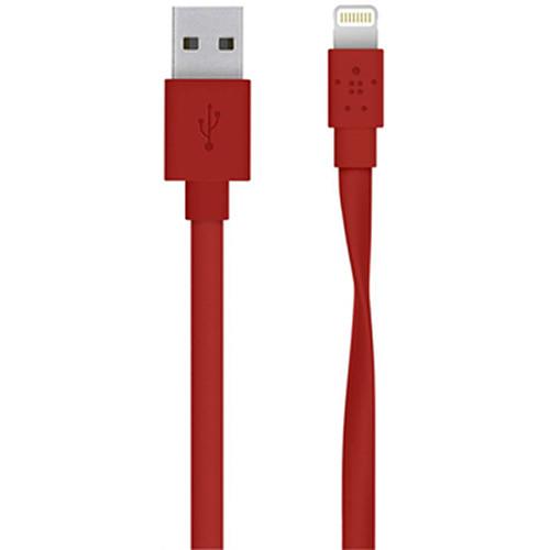 Belkin MIXIT Flat Lightning to USB Cable (4', Red)