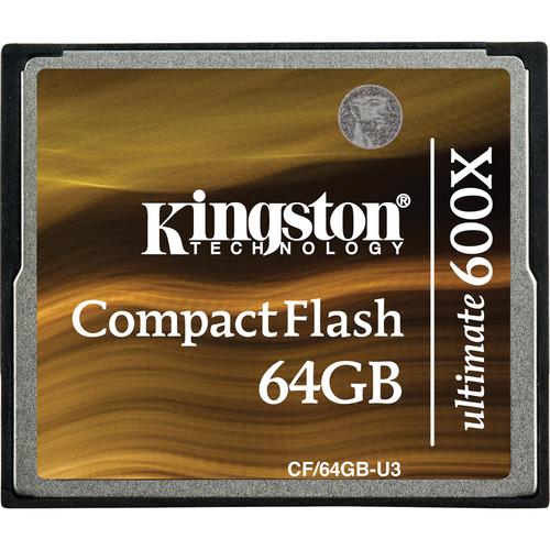 Kingston 64GB CompactFlash Memory Card Ultimate 600x CF/64GB-U3, Kingston, 64GB, CompactFlash, Memory, Card, Ultimate, 600x, CF/64GB-U3