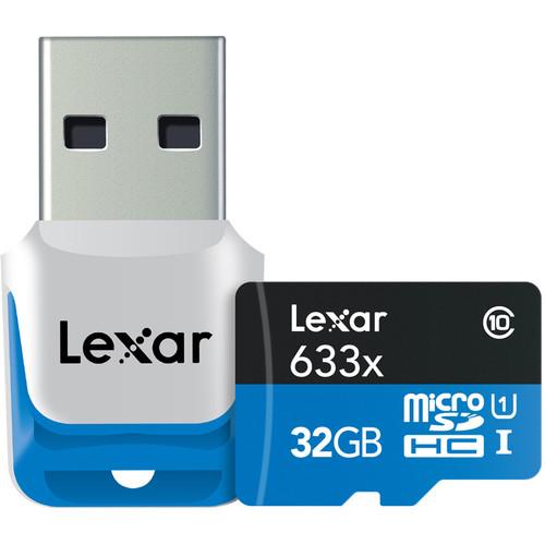 Lexar 32GB High Performance UHS-I microSDHC LSDMI32GBB1NL633R, Lexar, 32GB, High, Performance, UHS-I, microSDHC, LSDMI32GBB1NL633R