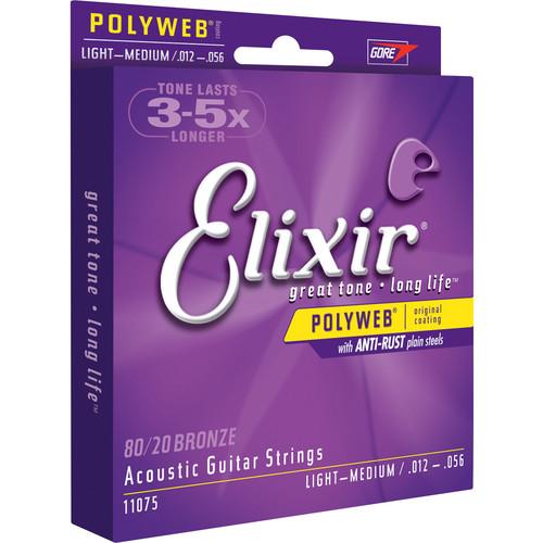 ELIXIR Medium Gauge Acoustic 80/20 Bronze POLYWEB Coated 11100, ELIXIR, Medium, Gauge, Acoustic, 80/20, Bronze, POLYWEB, Coated, 11100