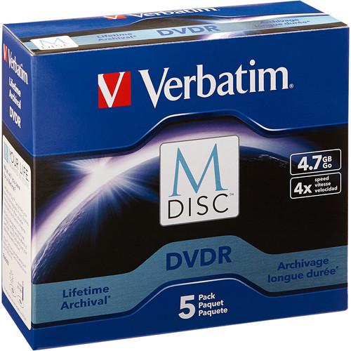 Verbatim M-Disc 4.7GB DVD-R Discs (Jewel Case Box, 5-Pack) 98899, Verbatim, M-Disc, 4.7GB, DVD-R, Discs, Jewel, Case, Box, 5-Pack, 98899