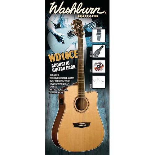 Washburn WD10 Acoustic Guitar Pack with Digital Tuner WD10PACK