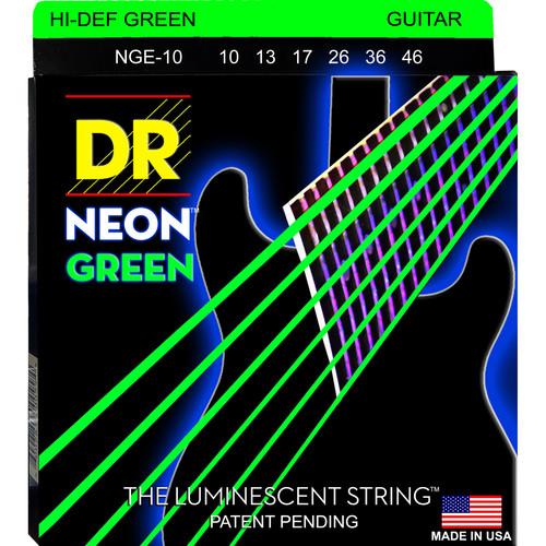 DR Strings NEON Hi-Def Green Coated Electric Guitar NGE-10, DR, Strings, NEON, Hi-Def, Green, Coated, Electric, Guitar, NGE-10,