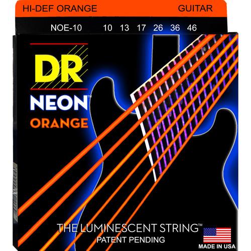 DR Strings NEON Hi-Def Orange Coated Electric Guitar NOE-10