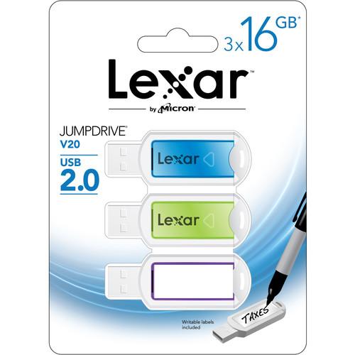 Lexar 16GB JumpDrive V20 USB 2.0 Flash Drive LJDV20-16GABNL