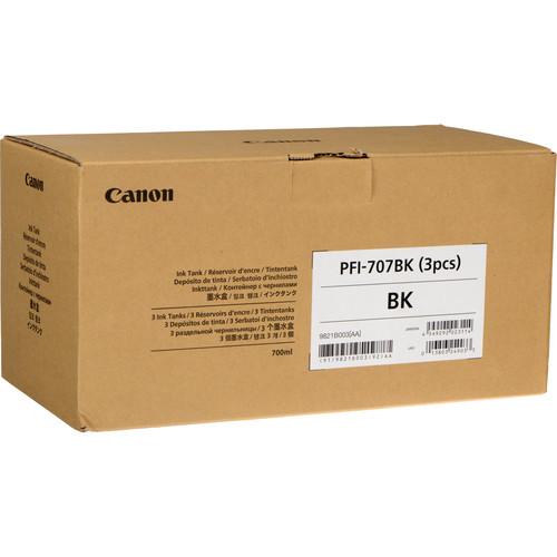 Canon PFI-707BK Black Ink Cartridge (700 ml, 3-Pack) 9821B003AA