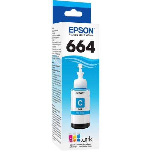 Epson T664 Cyan Ink Bottle with Sensormatic T664220-S, Epson, T664, Cyan, Ink, Bottle, with, Sensormatic, T664220-S,