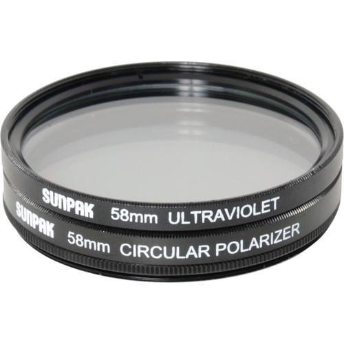 Sunpak 58mm UV and Circular Polarizer Filter Kit CF-7080-TW-MW, Sunpak, 58mm, UV, Circular, Polarizer, Filter, Kit, CF-7080-TW-MW