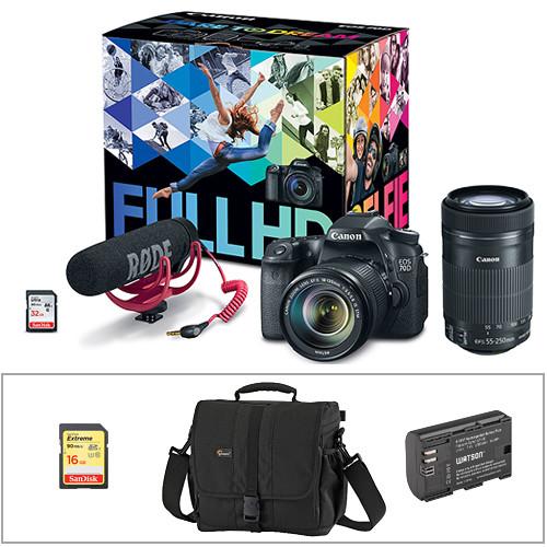 Canon EOS 70D DSLR Camera with 18-135mm Lens Video Creator Kit