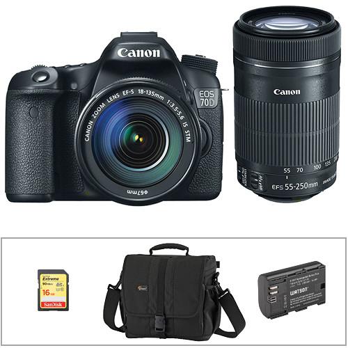 Canon EOS 70D DSLR Camera with 18-135mm Lens Video Creator Kit