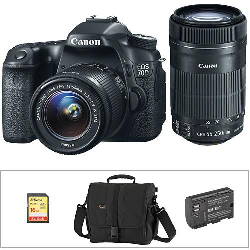 Canon EOS 70D DSLR Camera with 18-55mm and 55-250mm Lenses Kit