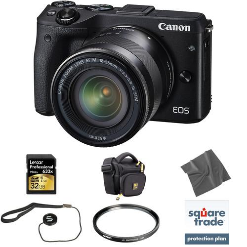 Canon EOS M3 Mirrorless Digital Camera with 18-55mm Lens and, Canon, EOS, M3, Mirrorless, Digital, Camera, with, 18-55mm, Lens,