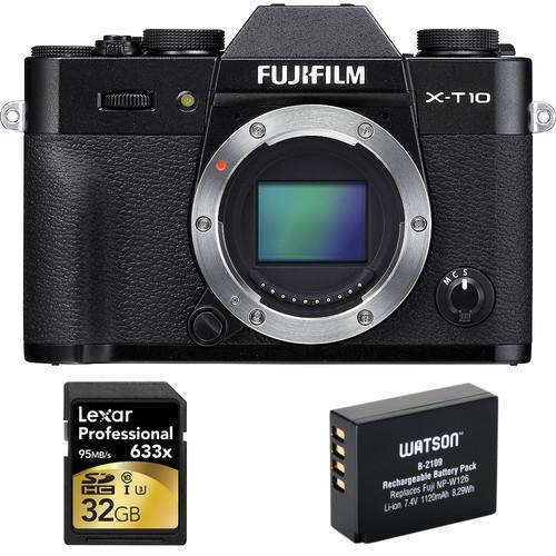 Fujifilm X-T10 Mirrorless Digital Camera Body Deluxe Kit (Black)