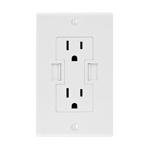 NewerTech Power2U AC/USB Wall Outlet (15A, Black) NWTPWR2U15ATRK, NewerTech, Power2U, AC/USB, Wall, Outlet, 15A, Black, NWTPWR2U15ATRK