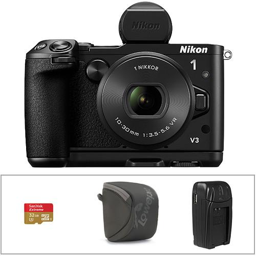 Nikon 1 V3 Mirrorless Digital Camera with 10-30mm Lens Deluxe