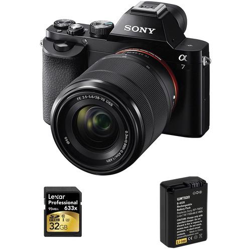 Sony Alpha a7 Mirrorless Digital Camera with 28-70mm Lens and, Sony, Alpha, a7, Mirrorless, Digital, Camera, with, 28-70mm, Lens, and