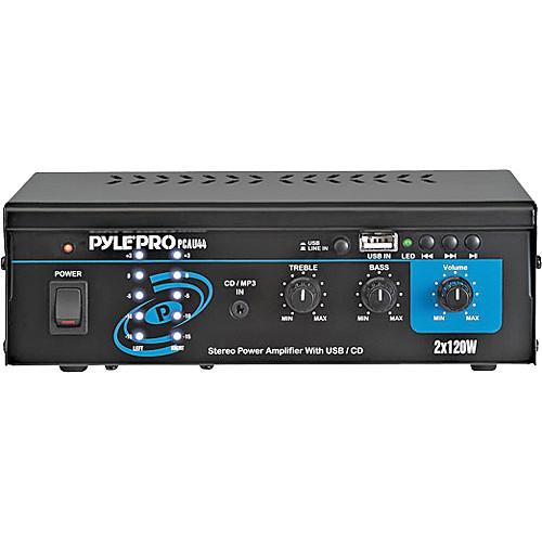 Pyle Pro PCAU44 Mini 120 Watt x 2 Stereo Power Amplifier PCAU44, Pyle, Pro, PCAU44, Mini, 120, Watt, x, 2, Stereo, Power, Amplifier, PCAU44