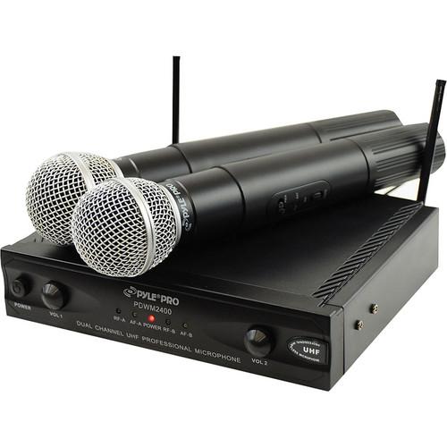 Pyle Pro PDWM2400 2-Channel UHF Wireless Microphone PDWM2400