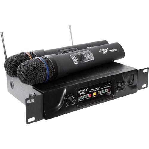 Pyle Pro PDWM2600 Dual UHF Wireless Microphone System PDWM2600, Pyle, Pro, PDWM2600, Dual, UHF, Wireless, Microphone, System, PDWM2600