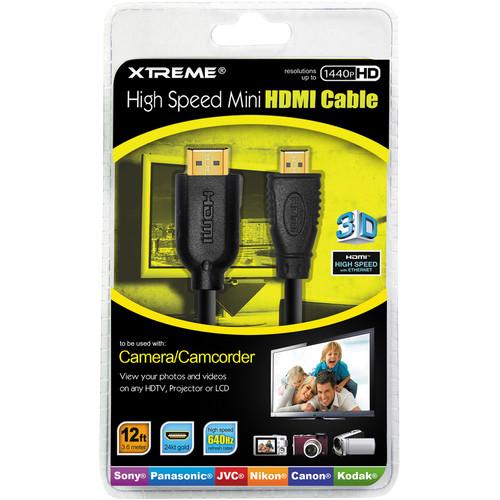 Xtreme Cables 12' High-Speed Mini HDMI (Type C) Male to 74012, Xtreme, Cables, 12', High-Speed, Mini, HDMI, Type, C, Male, to, 74012