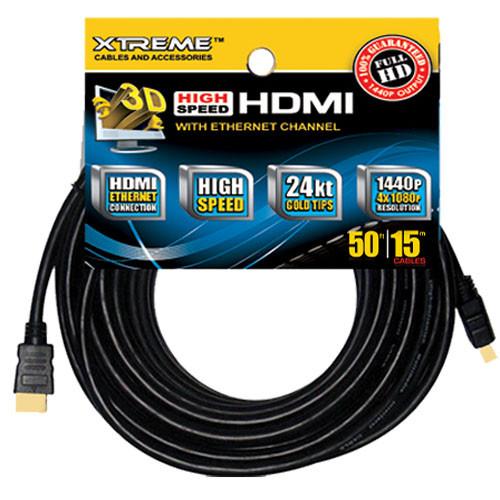 Xtreme Cables High-Speed HDMI With Ethernet (50') - Hang 74150, Xtreme, Cables, High-Speed, HDMI, With, Ethernet, 50', Hang, 74150