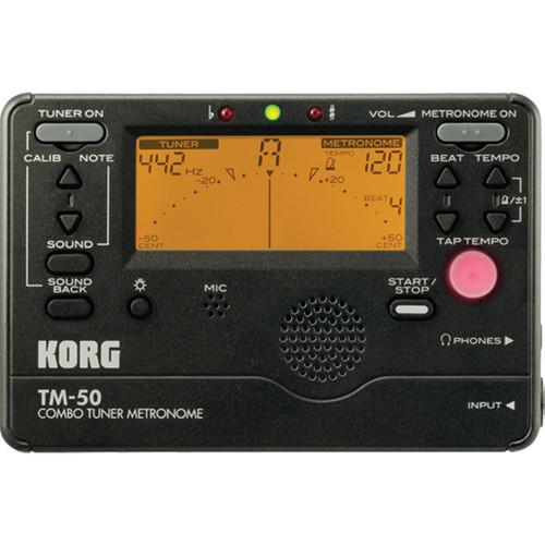 Korg TM-50 Combination Tuner & Metronome (Black) TM50BK, Korg, TM-50, Combination, Tuner, Metronome, Black, TM50BK,